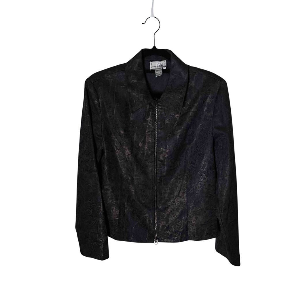Womens Joseph Ribkoff Textured Crosshatch Full Zip Veston Jacket Paisley Size 14
